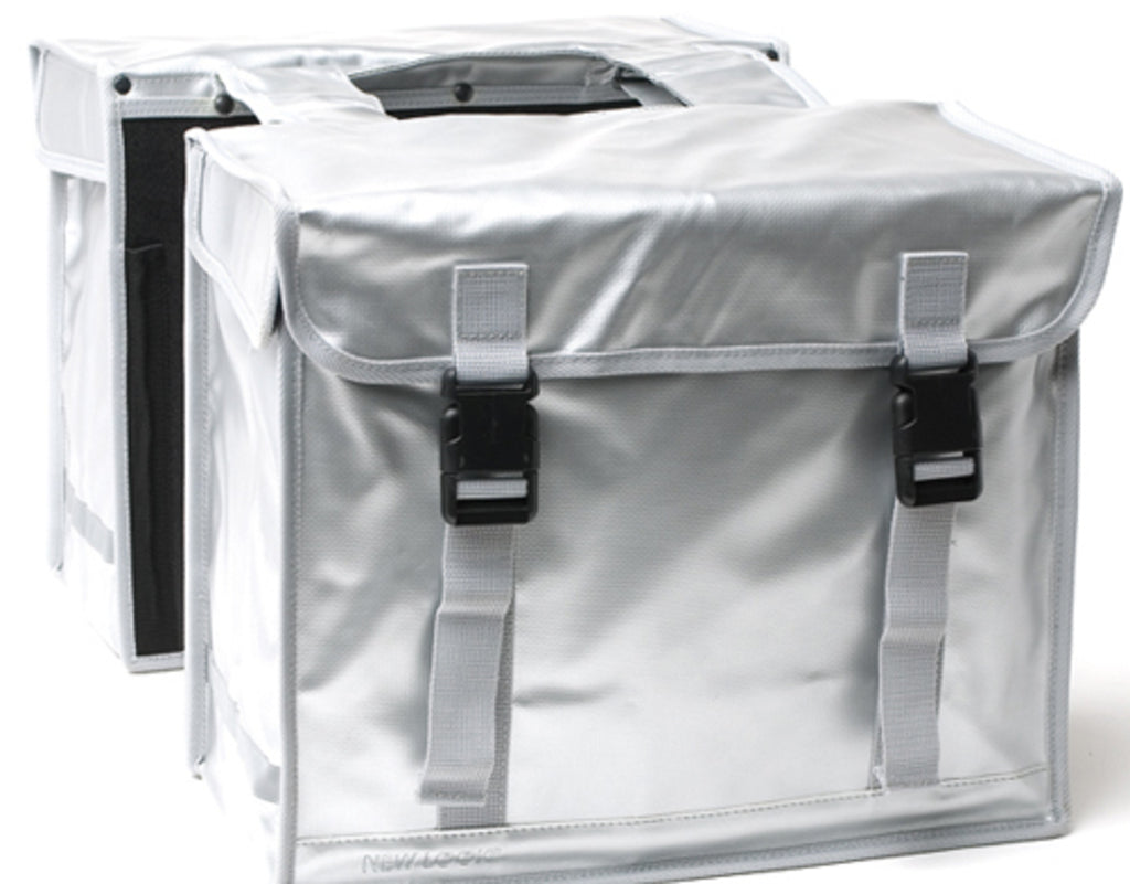 Dubbele-Fietstas-New-Looxs-Bisonyl-Zilver-46-Liter Dubbele-Fietstas-New-Looxs-Bisonyl-Zilver-46-Liter